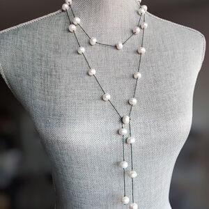 White Freshwater Pearl Necklace Lariat